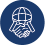 an icon representing global partnership or collaboration