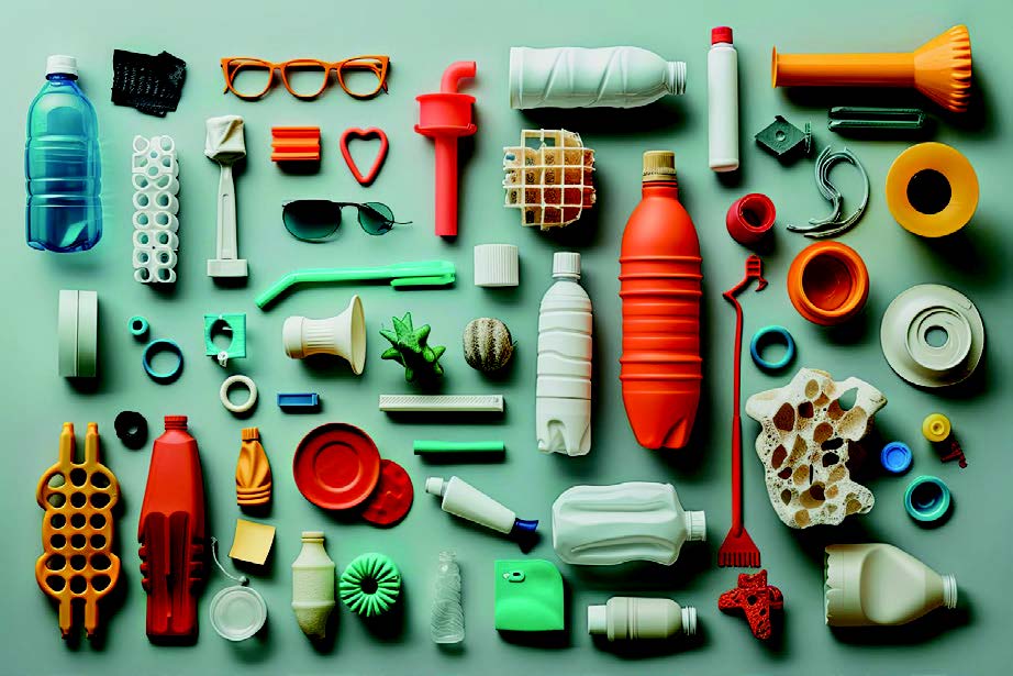 arrangement of various plastic objects